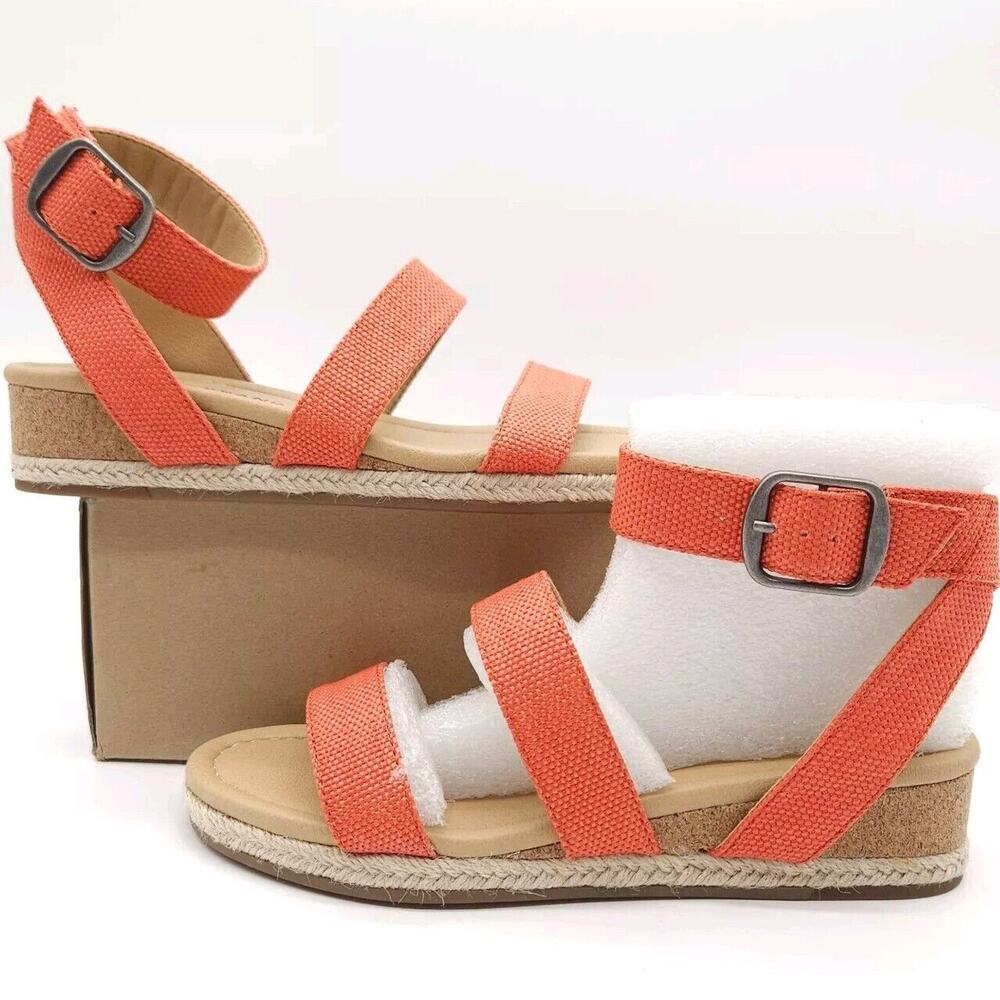 Lucky Brand Wensdei Womens 6M Coral Vada Woven Strappy Espadrille Sandal Strappy